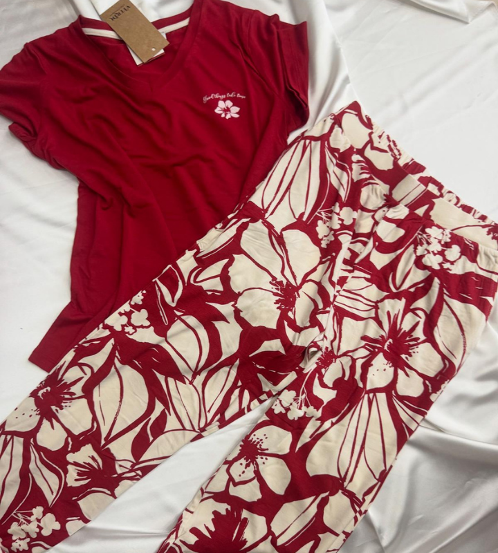 Kırmızı Renk Likralı Kumaş Alt Pijama Cep Detaylı s m l xl Bedenli